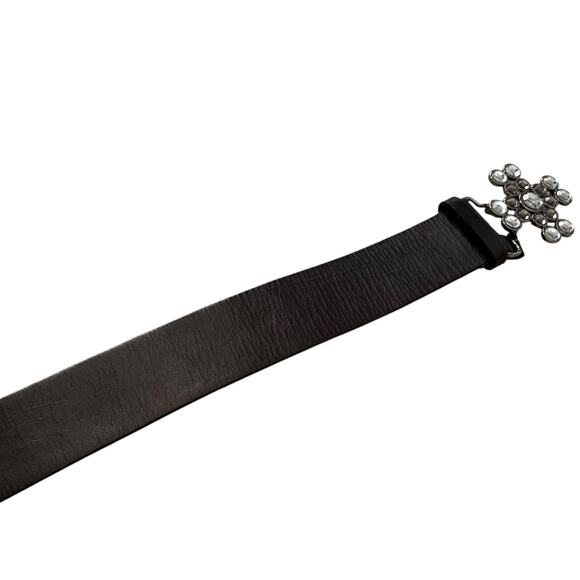 Guess Y2K Genuine Leather Rhinestone Cross Belt Size Large Goth Glam L main image 7